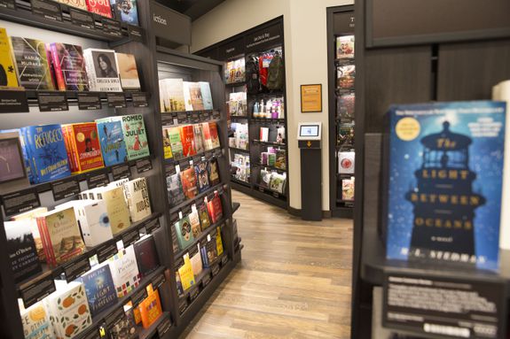 All the books at Amazon Books face out to shoppers for better discoverability.