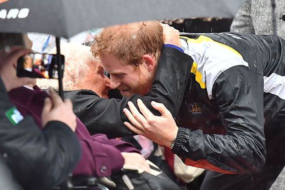 Daphne Dunne waited in the pouring rain to meet Prince Harry once more.