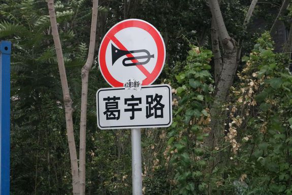 Ge Yu Road's street signs, which Ge put up in 2013.